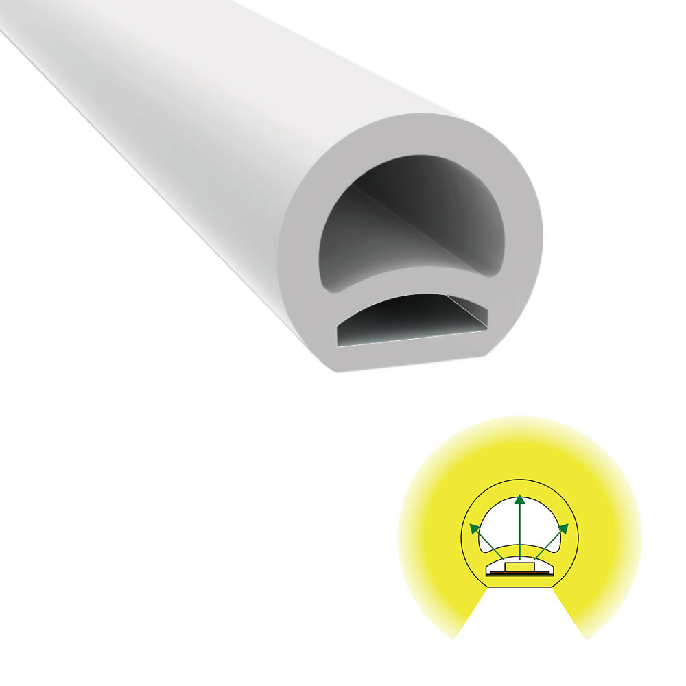 Round Spotless LED Diffuser Soft Silicone Tube 270° Top Emitting Φ20mm
